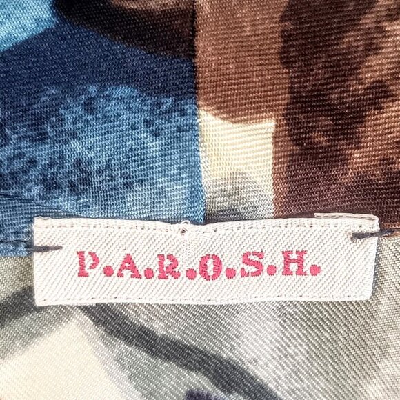 P.A.R.O.S.H. Italian Floral Silk Cowl Neck Sleeveless Top - Picture 3 of 5